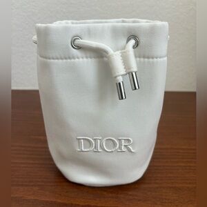 NEW - White Dior “CD” Embroidered Drawstring Pouch